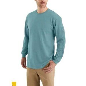 Carhartt Loose Fit Heavyweight Size XL  Long Sleeve Logo Shirt NWT $29 Summer Bl